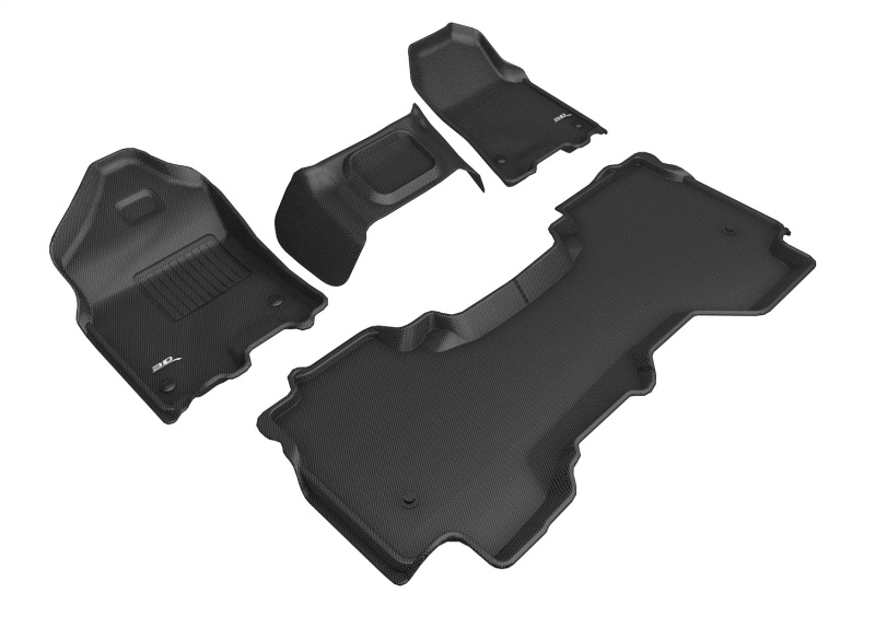Dodge Ram 1500 Quad Cab Floor Mat Set - Front + Rear - 3D MAXpider - Kagu Series - Black - `19-`24